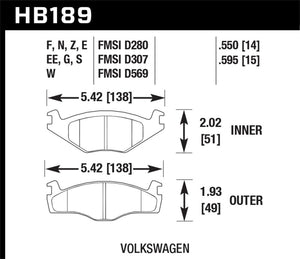 Hawk 79-84 Volkswagen Rabbit / 85-90 Volkswagen Cabriolet Blue 42 Front Brake Pads